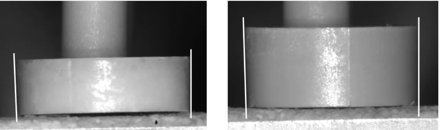 Figure III-11: Monomatériaux d’alumine (à gauche) et de zircone (à droite) d’épaisseur double par rapport aux  monomatériaux après frittage à 1400°C/5h 
