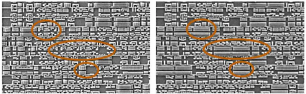 Figure 2.3 – D´ etection d’ajout de CTM par comparaison d’images captur´ ees par un MEB