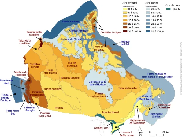Figure 1. –   Proportion des aires conservées, par écozone, Canada, 2019
