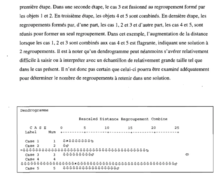 Figure  2 :  Exemple d'un dendrogrammefourni par SPSS (tiré de Racher,  2002) 