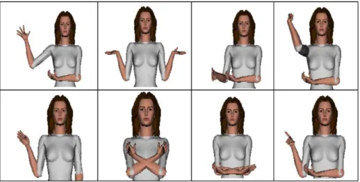 Figure 2-12 Sample stills of virtual agent which is generated using GESTYLE which are taken  from a longer demonstrator for GESTYLE which renders in VRML and in the STEP system 