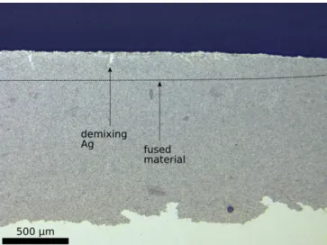 Fig. 12. Electrode microstructure in the cross section after 50,000 arcs (300  A rms) observed with an optical microscope