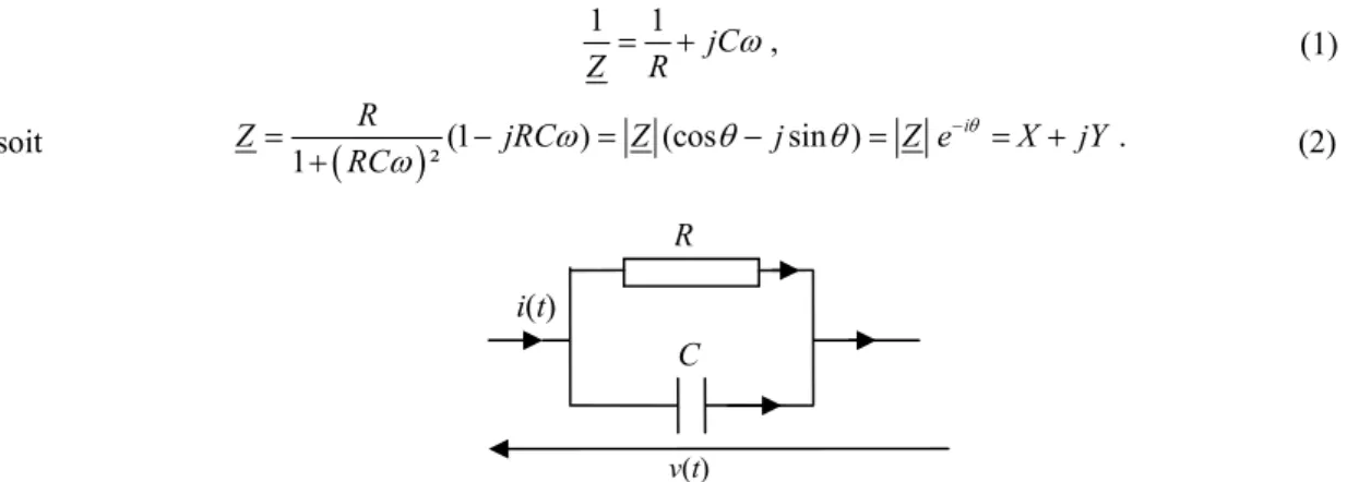 Figure 2 : Circuit équivalent à la couche mince ferroélectrique. 