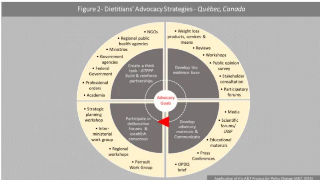 Figure 8.  Article 2 – Figure 2 Dietitians’ Advocacy Strategies – Québec, Canada 