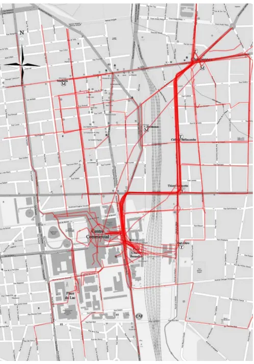 figure 4 : les pratiques de marche dans le quartier de la Part-Dieu selon les étudiants et les per- per-sonnels du campus (C ROCY  et alii, 2010, p