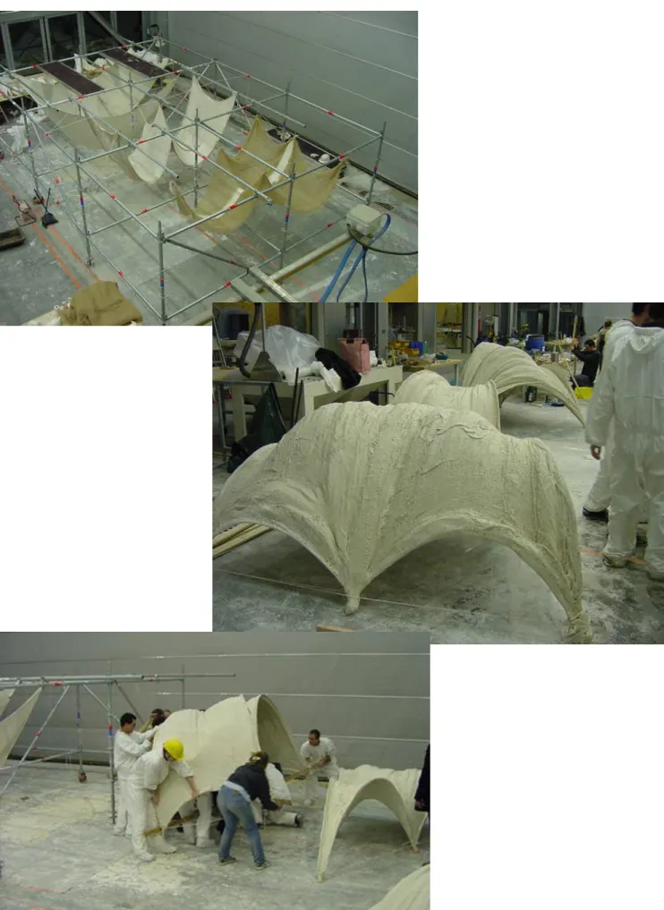 Fig.  9,  10  et  11:  Structures  en  "coque"  réalisées  en  stuc  (de  plâtre)  et  prêtes  à  être  testées