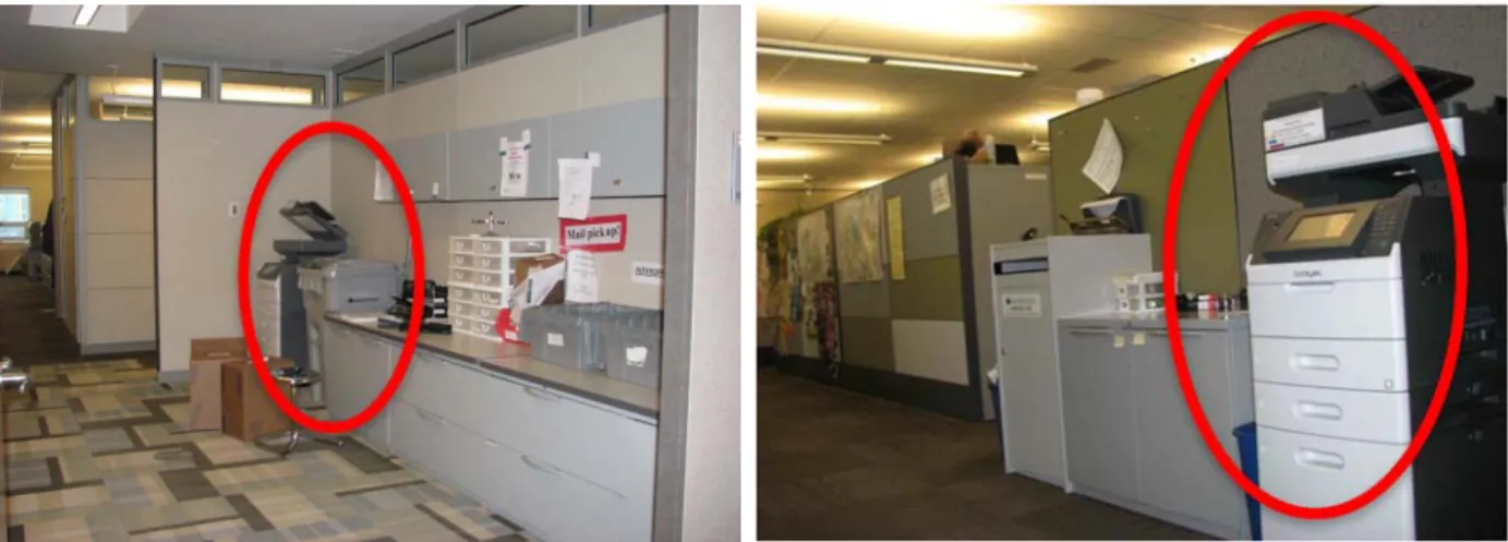 Figure 34. CDC entrance of the open-plan workplace  Figure 35. CDC printers and copy centers in corridor  