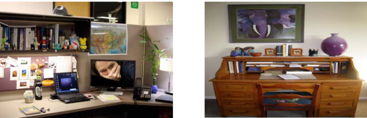 Figure 2. Examples of workspace personalization by using personal photos, pictures and artifacts