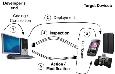 Figure 2.3: Remote debugging and interaction with a live execution