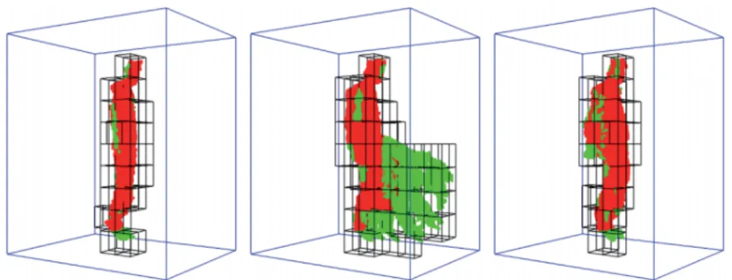 Figure 2 . 9 – Illustration of the STOP feature proposed in [91].The spatio-temporal space is divided into 4D cells where motionless (red) and motion (green) regions are
