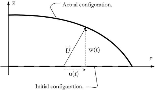Fig. 3. Lagrangian description of membrane deformation.