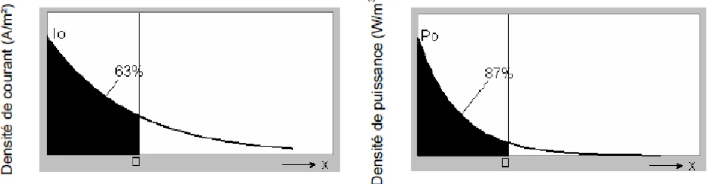 Fig. 1-7 Densité de puissance et de courant dans PP [4] 