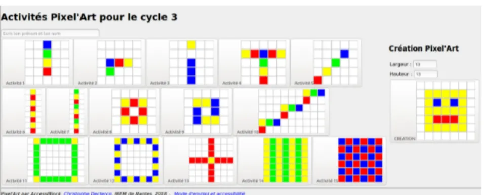 Figure 6. Activités Pixel'Art pour le cycle 3