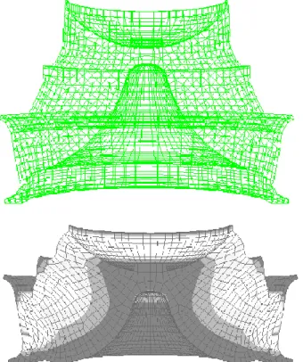 Figure 8. Damage level in an engine mount after a compressive  loading (maximum damage zone : 25%)