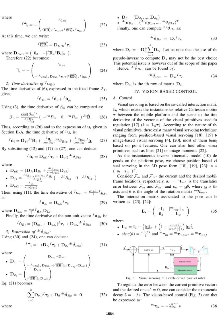 Fig. 3. Visual servoing of a cable-driven parallel robot