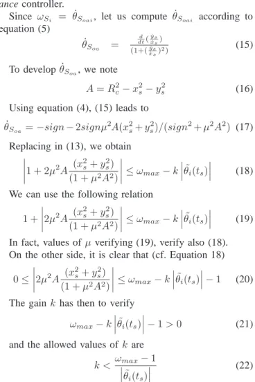 Figure 1). It is expressed as v i = v max − (v max − v T )e − (d 2 Si /σ 2 ) (8a) ω i = ω S i + k θ ˜ i (8b) where