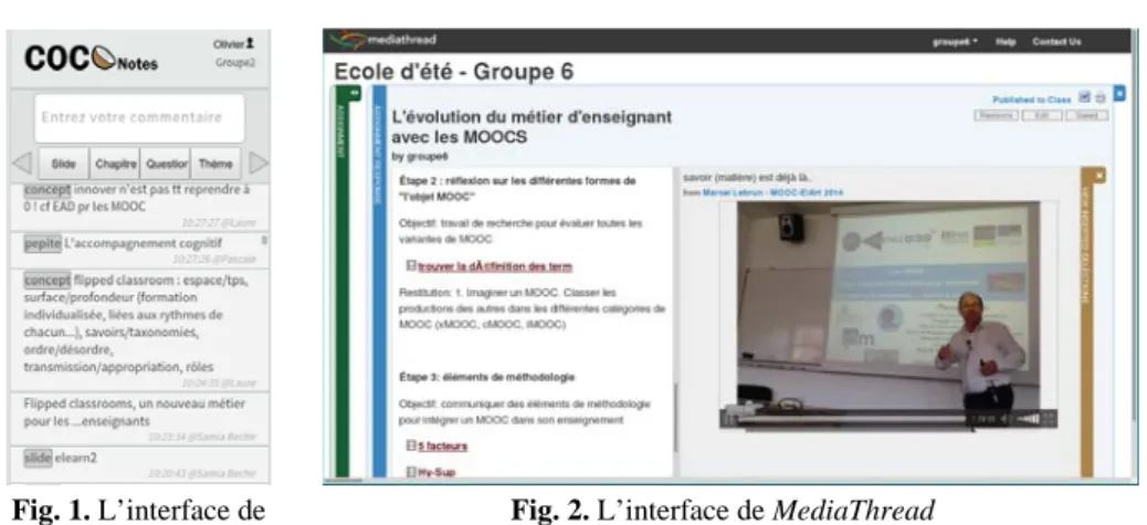 Fig. 1. L’interface de  COCoNotes Live 