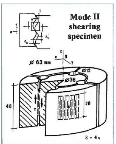 Figure 3  :  Direct shear (mode II) test specimen. 
