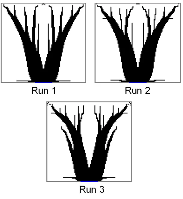 Figure 12: Conductive trees at convergence with different seed generators for the random number algorithm  with ϕ=0.3 and k p /k 0 =10