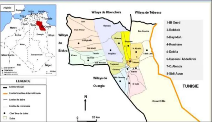 Figure 01 : Situation géographique de la wilaya d’El Oued.