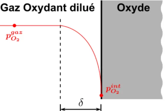 Figure 2.6 – Schéma simplifié de la couche de gaz appauvrie en élément oxydant : couche
