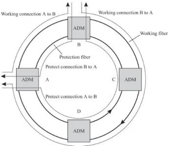 Figure 2.1: A unidirectional path-switched ring. Source: [95].