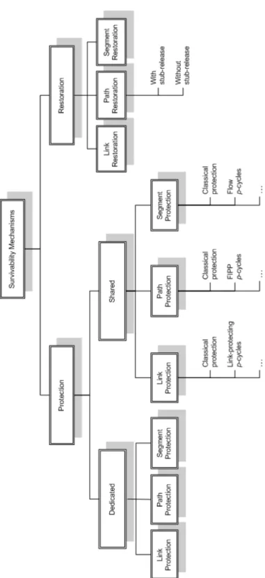 Figure 2.3: Classification of survivability mechanisms for optical mesh networks.