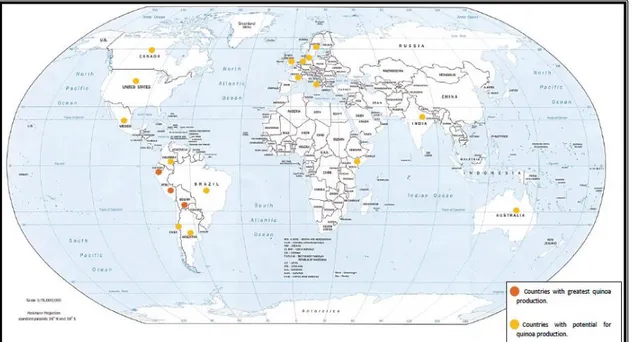 Figure 02: Répartition géographique de quinoa (FAO, 2011). 