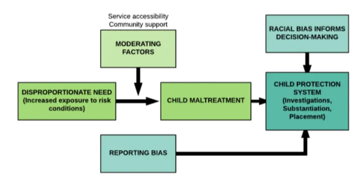 Figure 3.  Conceptual model of overrepresentation within the child protection system. 