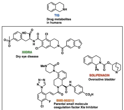 Figure 16.  The tetrahydroisoquinoline motif within pharmacological scaffolds. 