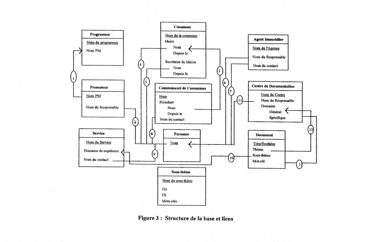 Figure 3 : Structure de Ia base et liens 