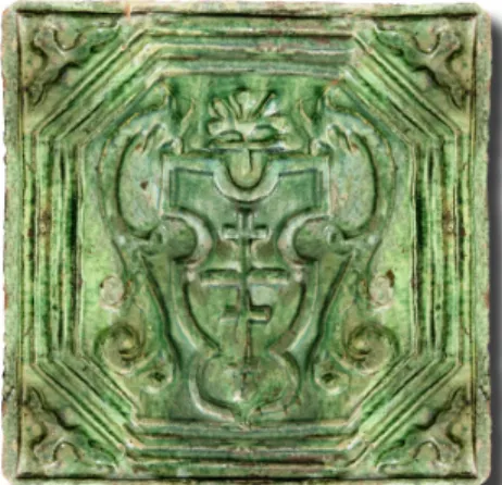 Figure 9: Heraldic glazed ceramic stove tile found at Mazepa's court in
