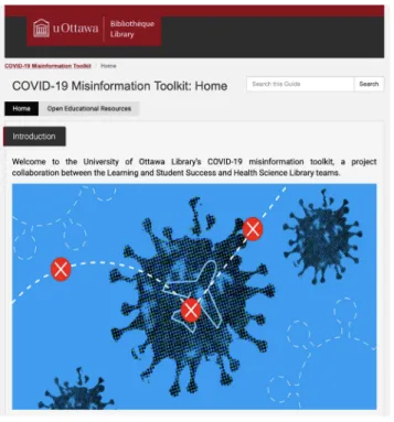 Figure 1: COVID-19 Misinformation Toolkit homepage on the  University of Ottawa Library website