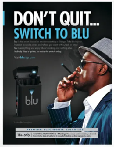 Figure 3: An example of an e-cigarette advertisement (http://ecigs-mar- (http://ecigs-mar-keting.blogspot.ca/2014/01/why-quit-ad-brought-to-by-blu-ecig.html)
