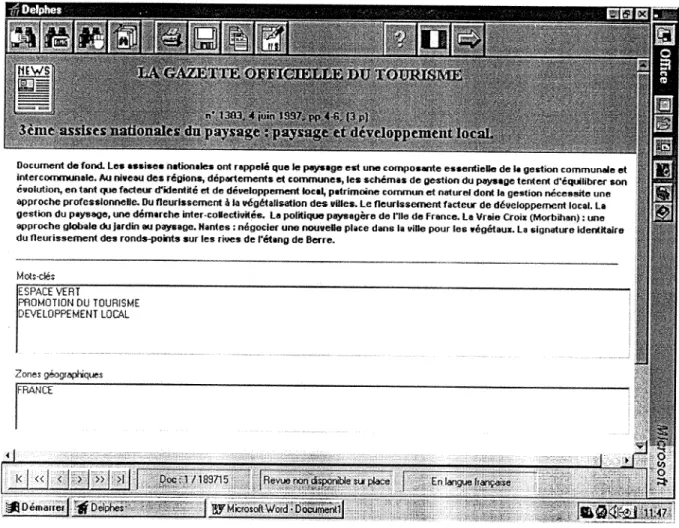 Figure 1  : Menu principal. 