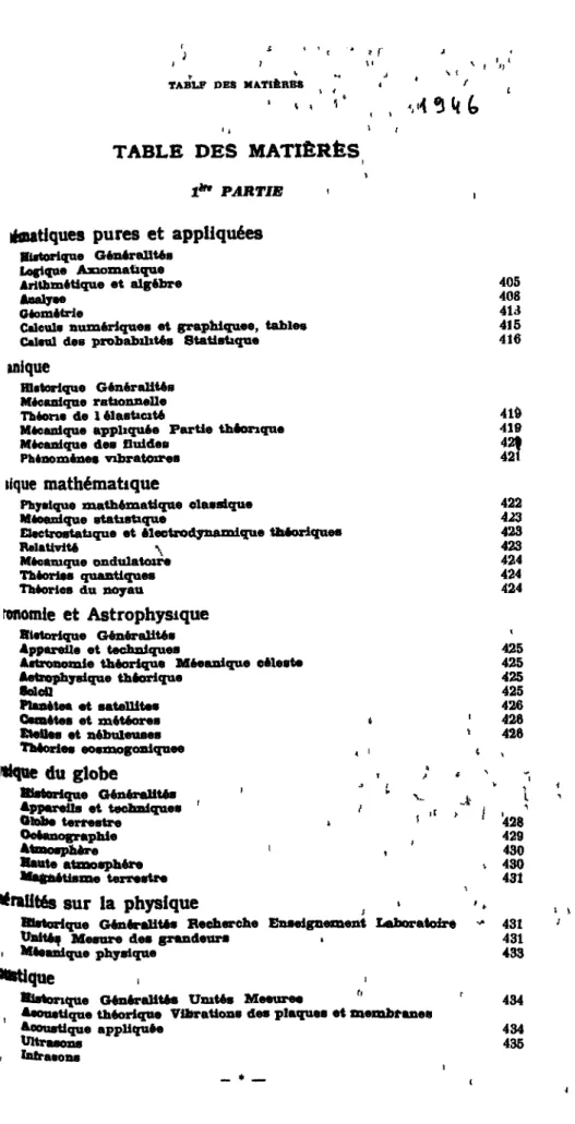 TABLE  DES  MATlfiHfeS 