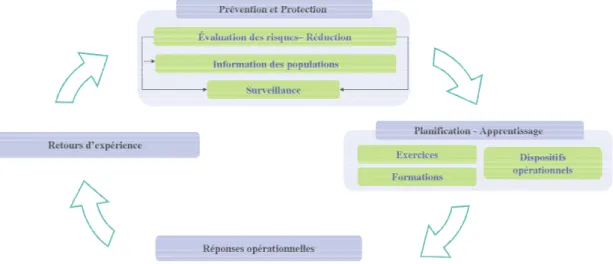 Figure 2 : La boucle de la gestion des risques et des crises en France 