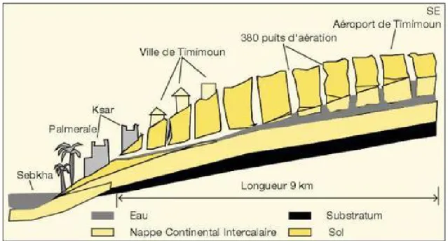 Fig. 5. Approfondissement de premier puits de la foggara pour réalimenter la galerie (Ouakda)