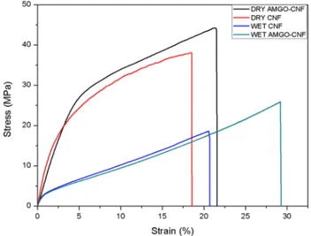 Fig. 11    Hydrolytic stabil- stabil-ity of CNF and AMGO-CNF  nanopaper