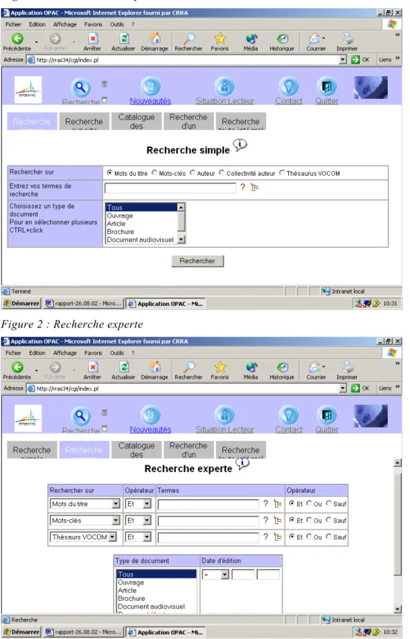 Figure 2 : Recherche experte