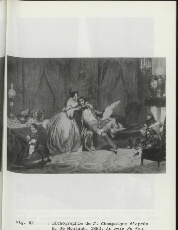Fig.  xx Lithographie  de J.  Champaigne  d'après  H.  de Montaut,  1860,  A u   c o i n   du   feu.
