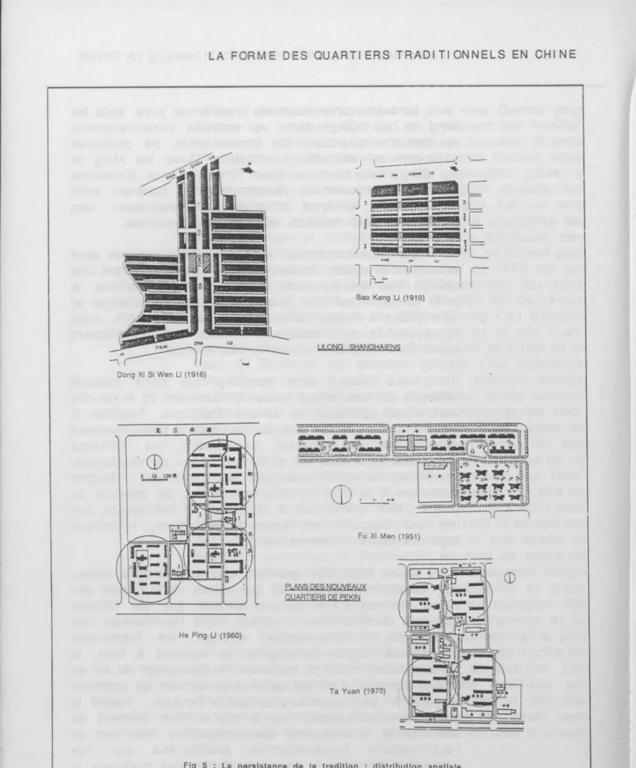 Fig  5  :  La  persistance  de  la  tradition  :  distribution  spatiale,  alignem ent,  orientation  des  quartiers  résidentiels