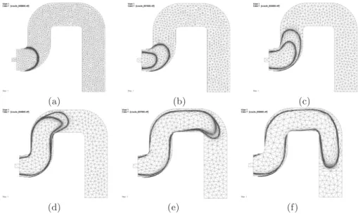 Fig. 8. Evolution of the polymer/air and water/polymer fronts during the water as- as-sisted injection process