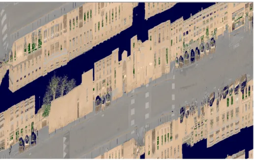 Figure 3: Lidar point cloud viewed in sensor-space : horizontal axis corresponds to time and vertical axis corresponds to rotation angle.