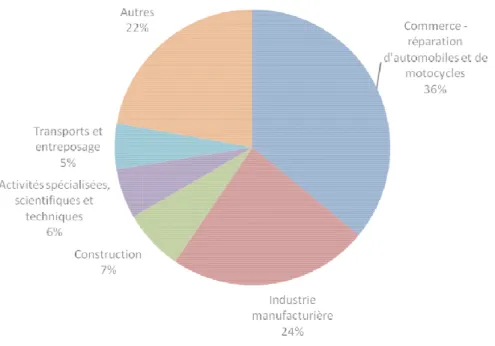 Figure 3 - Chiffre d'affaires hors taxes de l'ensemble des secteurs marchands hors agriculture en  (Données de l’enquête 
