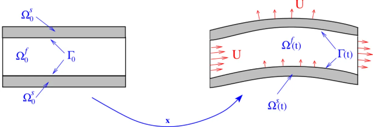 Fig. 2. Configuration of the fluid structure problem. Configuration du probl`eme pos´e.