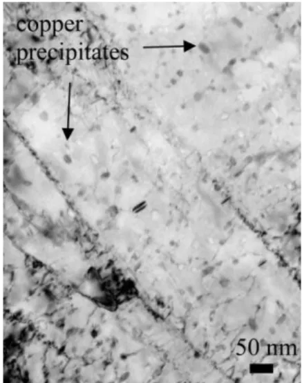 Fig. 1 TEM microgaph showing the fine precipitation of copper particles