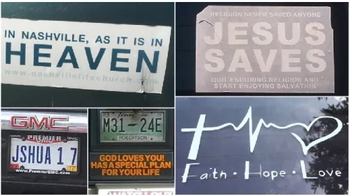 Figure 5. Many cars are adorned with Christian messages (original photos) 