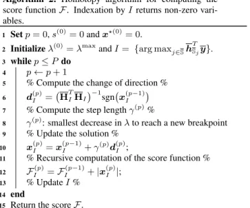 Fig. 2. Selection rule computed over the solution path obtained by the homotopy method, as λ decreases from λ (0) = λ max to λ (P ) 