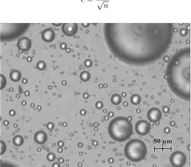Figure 2. Example of water in sunflower oil dispersion under  an optical microscope. 